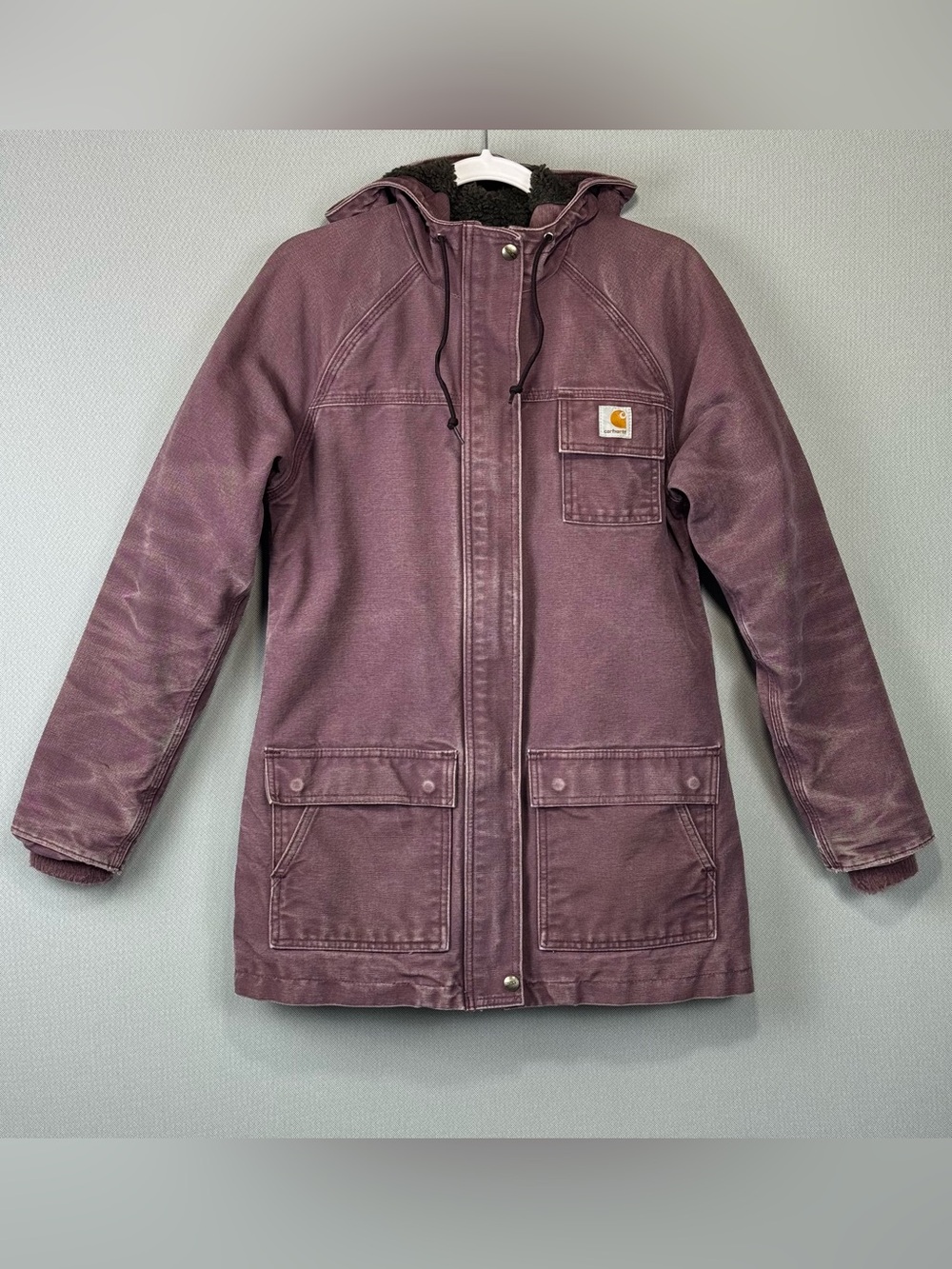 Carhartt Sandstone Kenai Parka Womens S 4/6 Dusty Plum Sherpa/Quilt Lined Hooded